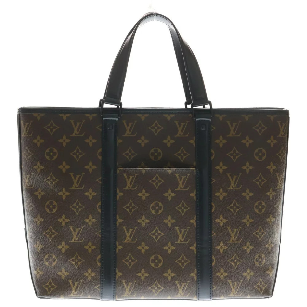 LOUIS VUITTON Macassar Brown Weekend Tote Bag Handbag Black Brown - Picture 1 of 6